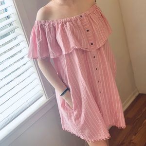 Off the Shoulder Breezy Light Pink Summer Dress